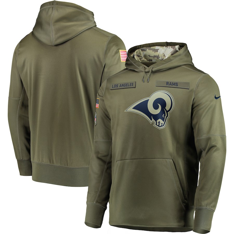 Men Los Angeles Rams Nike Olive Salute To Service KO Performance Hoodie Green->chicago bears->NFL Jersey
